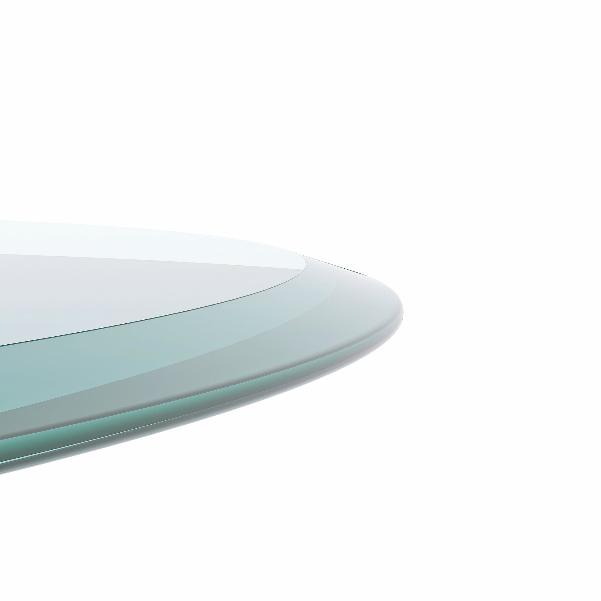 30" Inch Round Tempered Glass Table Top Clear Glass 2 5 Inch Thick Beveled Polished Edge Transparent Tempered Glass