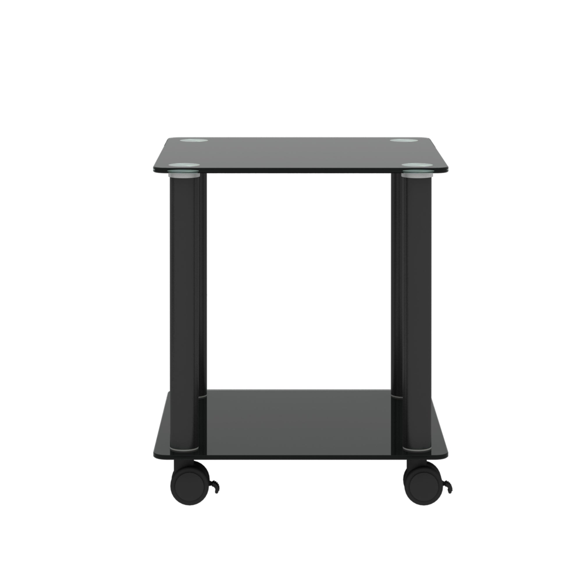 2 Piece Black Side Table2 Tier Space End Table ,Modern Night Stand, Sofa Table, Side Table With Storage Shelve Black Glass