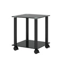 2 Piece Black Side Table2 Tier Space End Table ,Modern Night Stand, Sofa Table, Side Table With Storage Shelve Black Glass