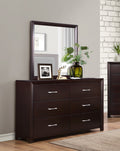Espresso Finish 1Pc Dresser Of 6X Drawers Silver Tone Bar Pulls Contemporary Design Bedroom Furniture Espresso 5 Drawers & Above Bedroom Contemporary Wood