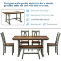 6 Piece Wood Dining Table Set Kitchen Table Set With Long Bench And 4 Dining Chairs, Farmhouse Style, Walnut Gray Gray Wood Dining Room Bench Seating Rubberwood Rectangular Dining Table With Chair And Bench Wood Wood Gray Solid Back Seats 6 60 Inches