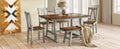 6 Piece Wood Dining Table Set Kitchen Table Set With Long Bench And 4 Dining Chairs, Farmhouse Style, Walnut Gray Gray Wood Dining Room Bench Seating Rubberwood Rectangular Dining Table With Chair And Bench Wood Wood Gray Solid Back Seats 6 60 Inches