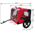 Bicycle Trailer For Pets Outdoor Foldable Red Color Dog Trailer With Reflectors And Safty Flag Red Oxford Fabric Steel