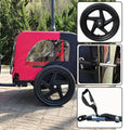Bicycle Trailer For Pets Outdoor Foldable Red Color Dog Trailer With Reflectors And Safty Flag Red Oxford Fabric Steel