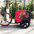 Bicycle Trailer For Pets Outdoor Foldable Red Color Dog Trailer With Reflectors And Safty Flag Red Oxford Fabric Steel