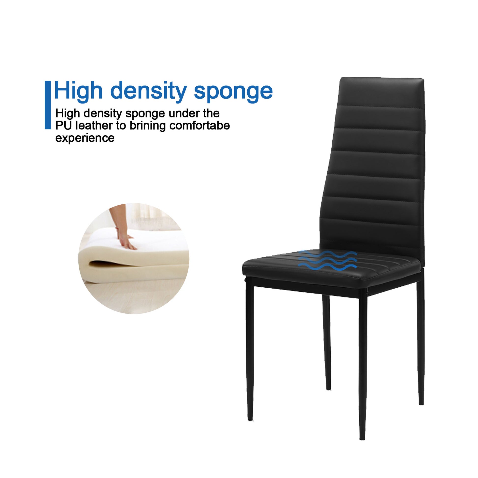 Dining Chair Set For 4 Black Pu