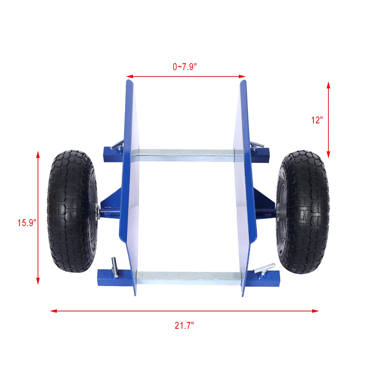 600Lb Panel Dolly10In. Pneumatic Wheels ,Blue Blue Metal