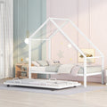 Metal House Bed With Trundle, Twin Size House Bed White White Metal