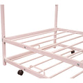 Metal House Bed With Trundle, Twin Size House Bed Pink Pink Metal