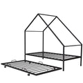 Metal House Bed With Trundle, Twin Size House Bed Black Black Metal