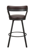 Pub Chairs 2Pc Set Brown Pu Upholstered Metal Base 29 Inch Counter Height Chairs Seat 360 Degree Swivel Dining Furniture Brown Dining Room Casual Metal