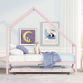 Metal House Bed With Trundle, Twin Size House Bed Pink Pink Metal