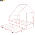 Metal House Bed With Trundle, Twin Size House Bed Pink Pink Metal
