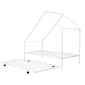 Metal House Bed With Trundle, Twin Size House Bed White White Metal