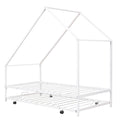 Metal House Bed With Trundle, Twin Size House Bed White White Metal