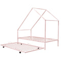 Metal House Bed With Trundle, Twin Size House Bed Pink Pink Metal