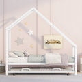 Metal House Bed With Trundle, Twin Size House Bed White White Metal
