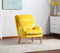 Soft Comfortable 1Pc Accent Click Clack Chair With Ottoman Yellow Fabric Upholstered Oak Finish Legs Living Room Furniture Yellow Primary Living Space Modern Fabric