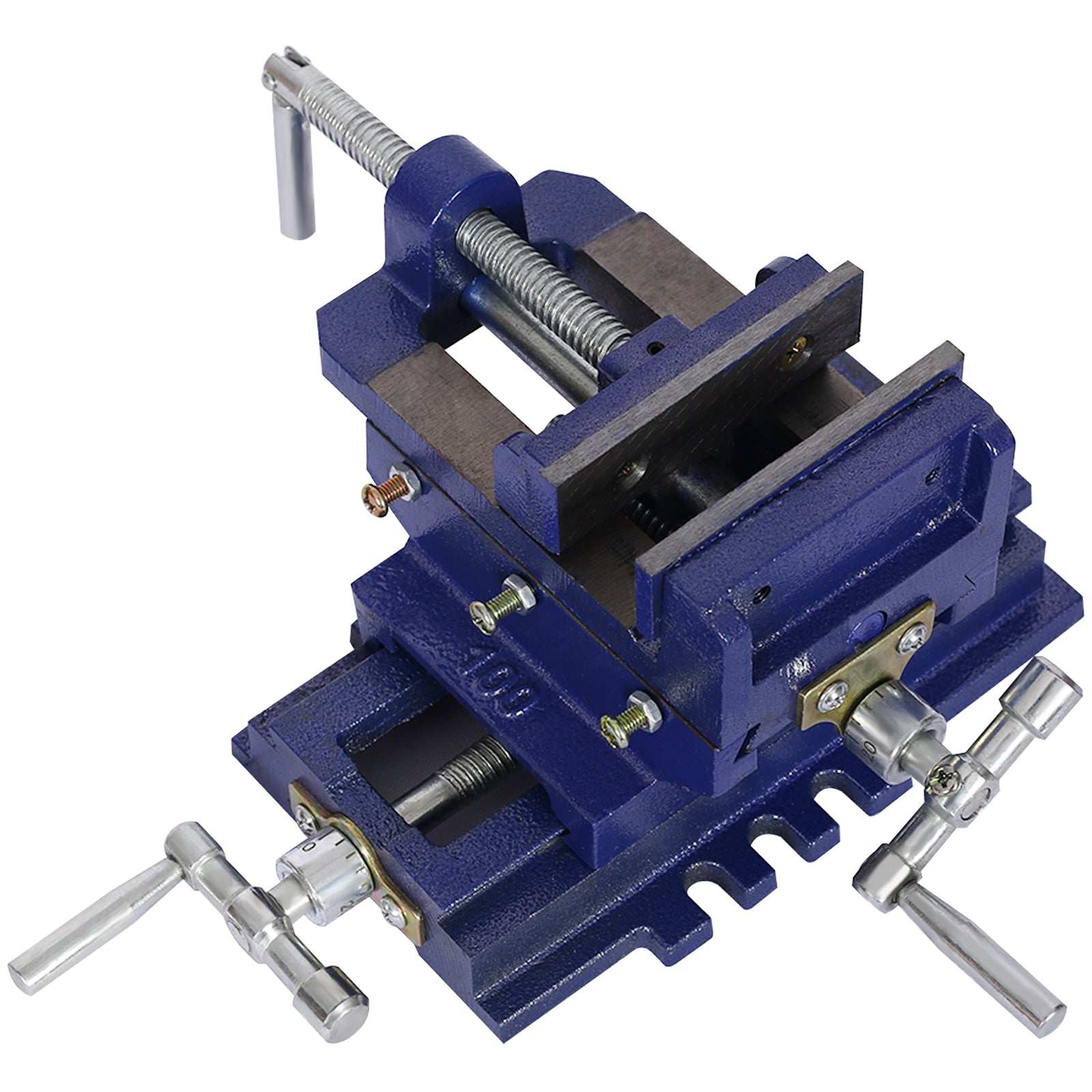 Cross Slide Vise, Drill Press Vise 4Inch,Drill Press Metal Milling 2 Way X Y ,Benchtop Wood Working Clamp Machine Blue Steel