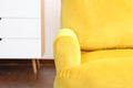 Soft Comfortable 1Pc Accent Click Clack Chair With Ottoman Yellow Fabric Upholstered Oak Finish Legs Living Room Furniture Yellow Primary Living Space Modern Fabric