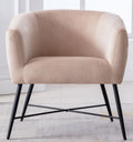 Luxurious Design 1Pc Accent Chair Beige Velvet Clean Line Design Fabric Upholstered Metal Legs Stylish Living Room Furniture Beige Primary Living Space Modern Fabric