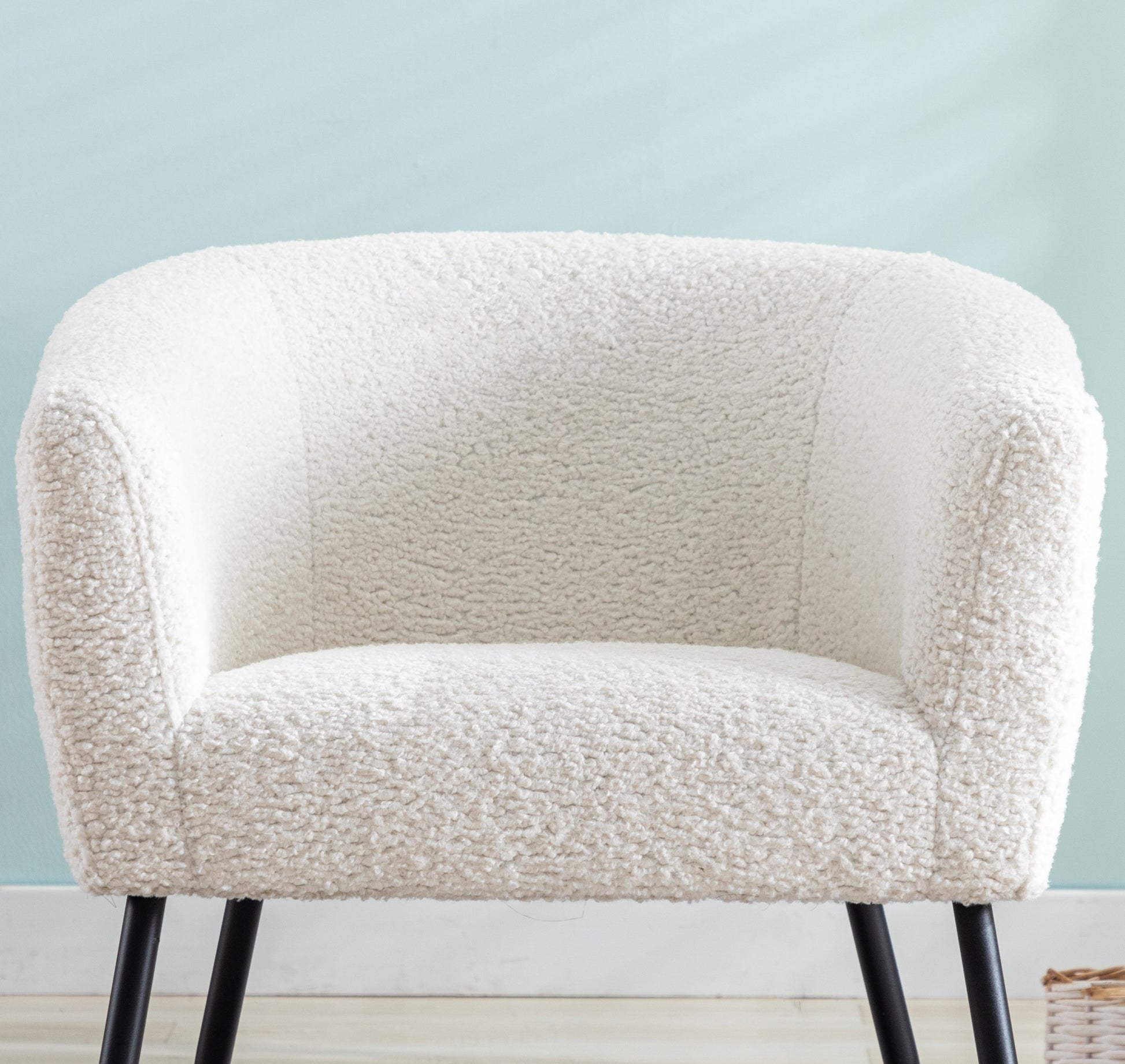Modern Style 1Pc Accent Chair White Sheep Wool Like Fabric Covered Metal Legs Stylish Living Room Furniture White Primary Living Space Luxury Fabric