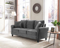 Modern Velvet Couch With 2 Pillow, 78 Inch Width Living Room Furniture, 3 Seater Sofa With Plastic Legs Gray Velvet