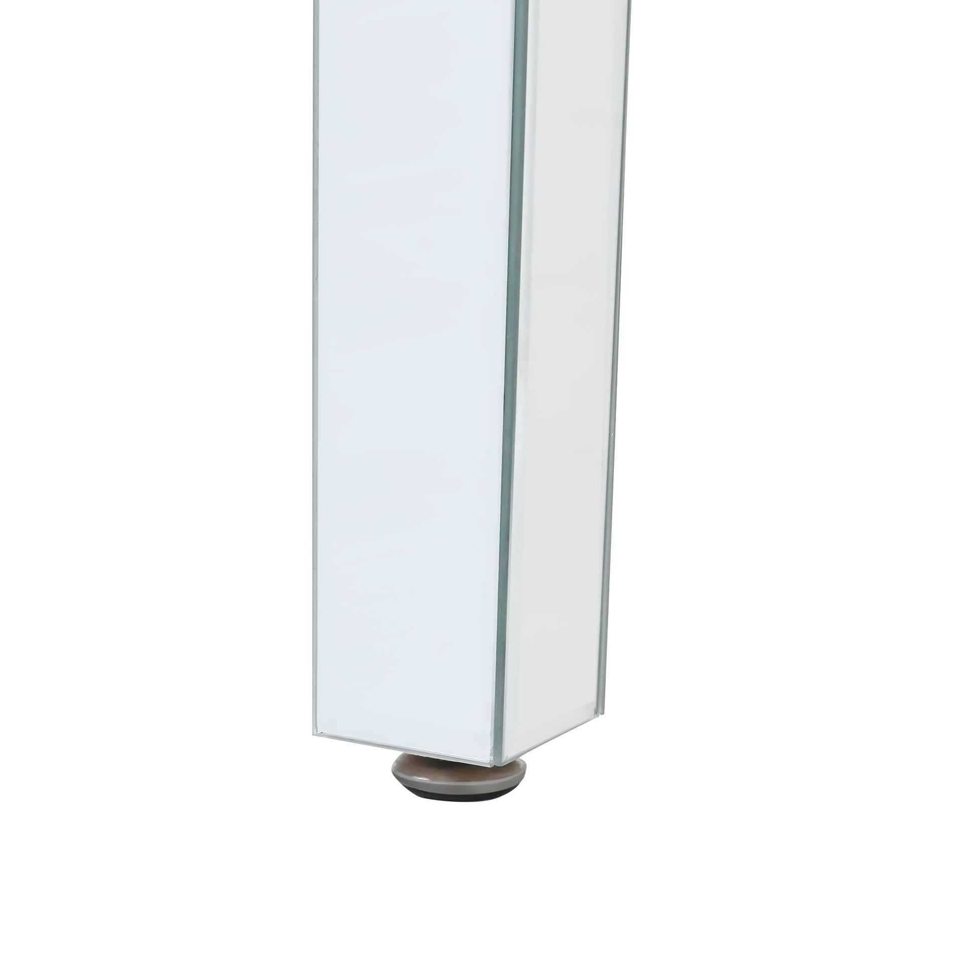 Fashionable Modern Glass Mirrored Coffee Table, Easy Assembly Cocktail Table With Crystal Design And Adjustable Height Legs, Silver Silver Glass