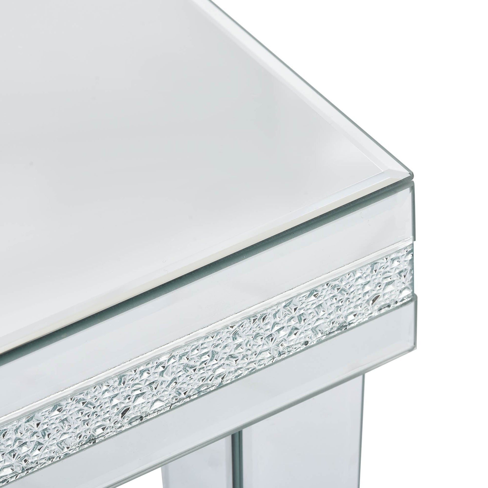 Fashionable Modern Glass Mirrored Coffee Table, Easy Assembly Cocktail Table With Crystal Design And Adjustable Height Legs, Silver Silver Glass