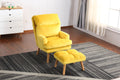 Soft Comfortable 1Pc Accent Click Clack Chair With Ottoman Yellow Fabric Upholstered Oak Finish Legs Living Room Furniture Yellow Primary Living Space Modern Fabric