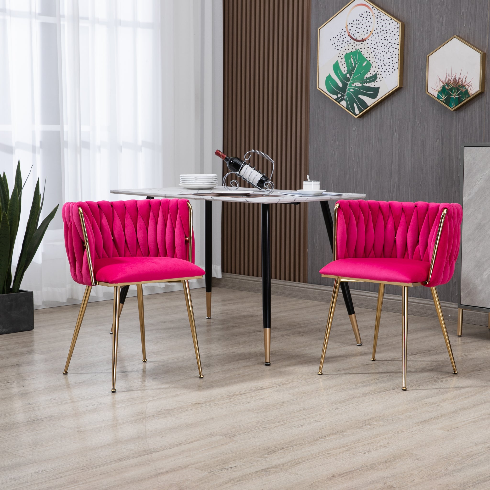 Coolmore Leisuredining Chairsaccent Chair2Pc Set Rose Red Metal