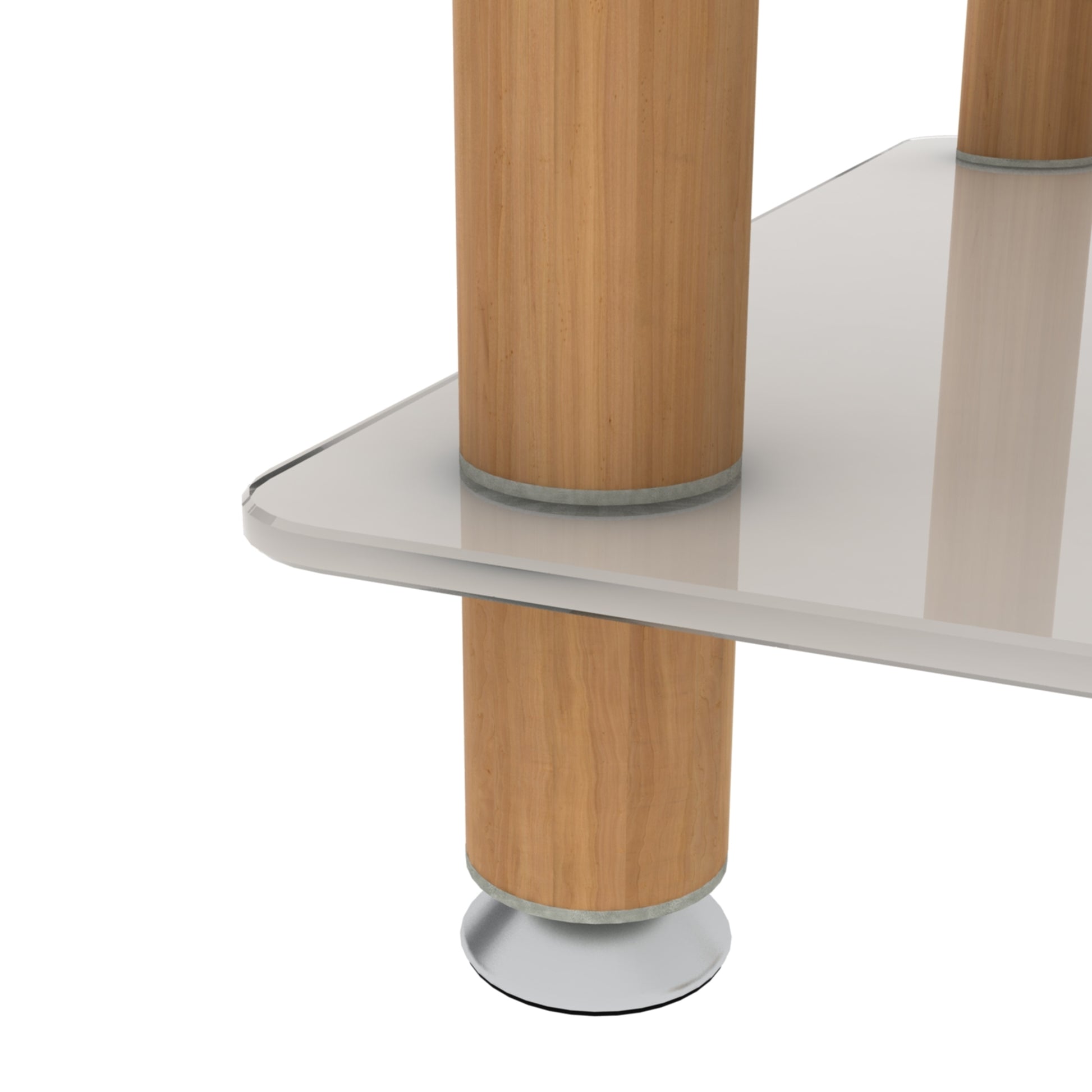 2 Piece White Oak Side Table2 Tier Space End Table ,Modern Night Stand, Sofa Table, Side Table With Storage Shelve White Glass