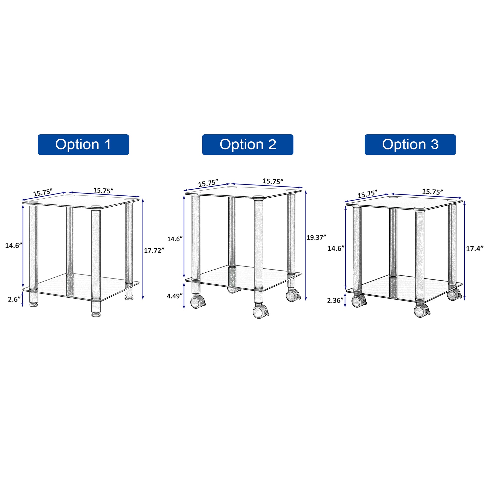 2 Piece Black Side Table2 Tier Space End Table ,Modern Night Stand, Sofa Table, Side Table With Storage Shelve Black Glass