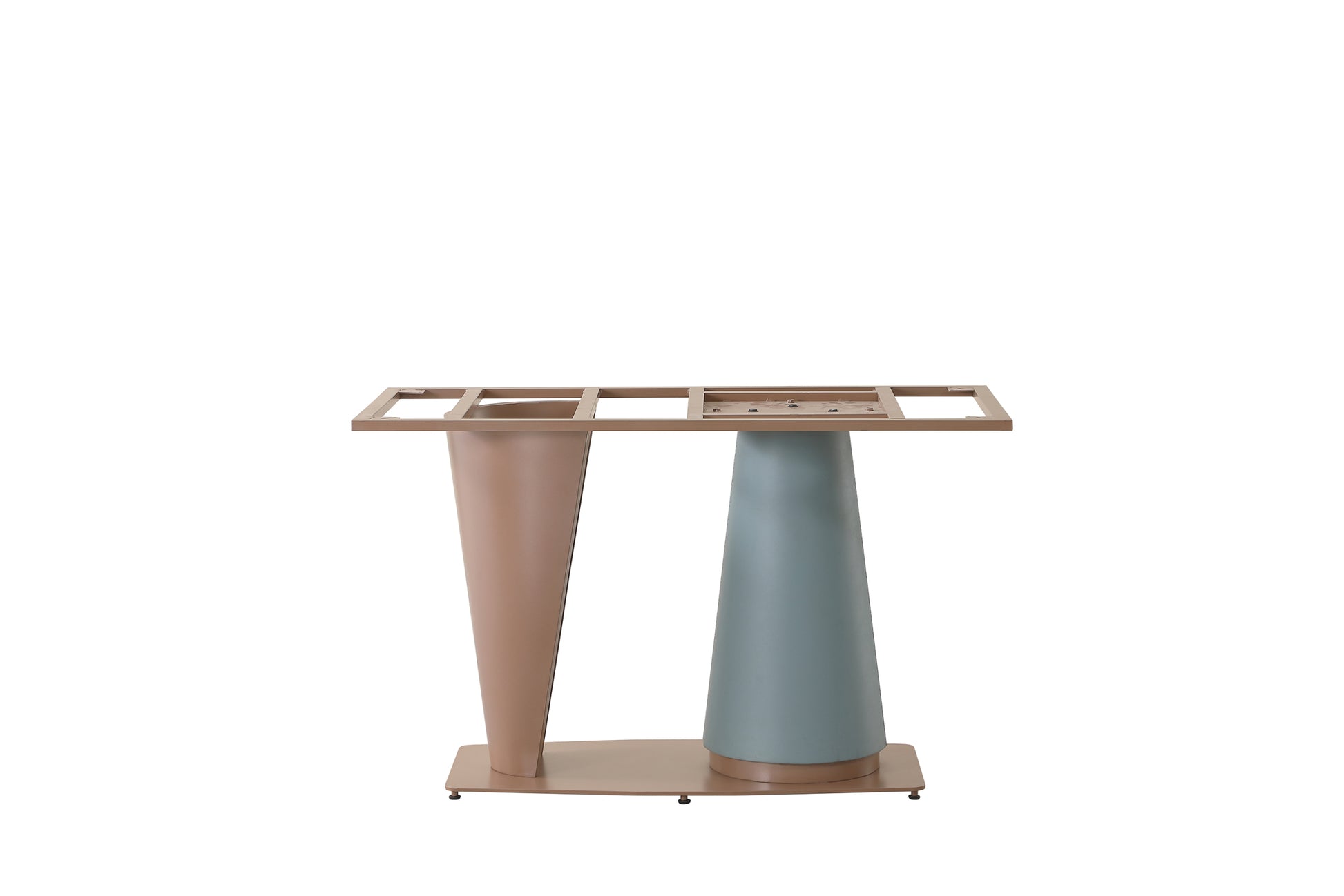 71" Pandora Color Sintered Stone Dining Table With Cone Shape Pedestal Base In Champagne And Blue Color Multicolor Metal Carbon Steel