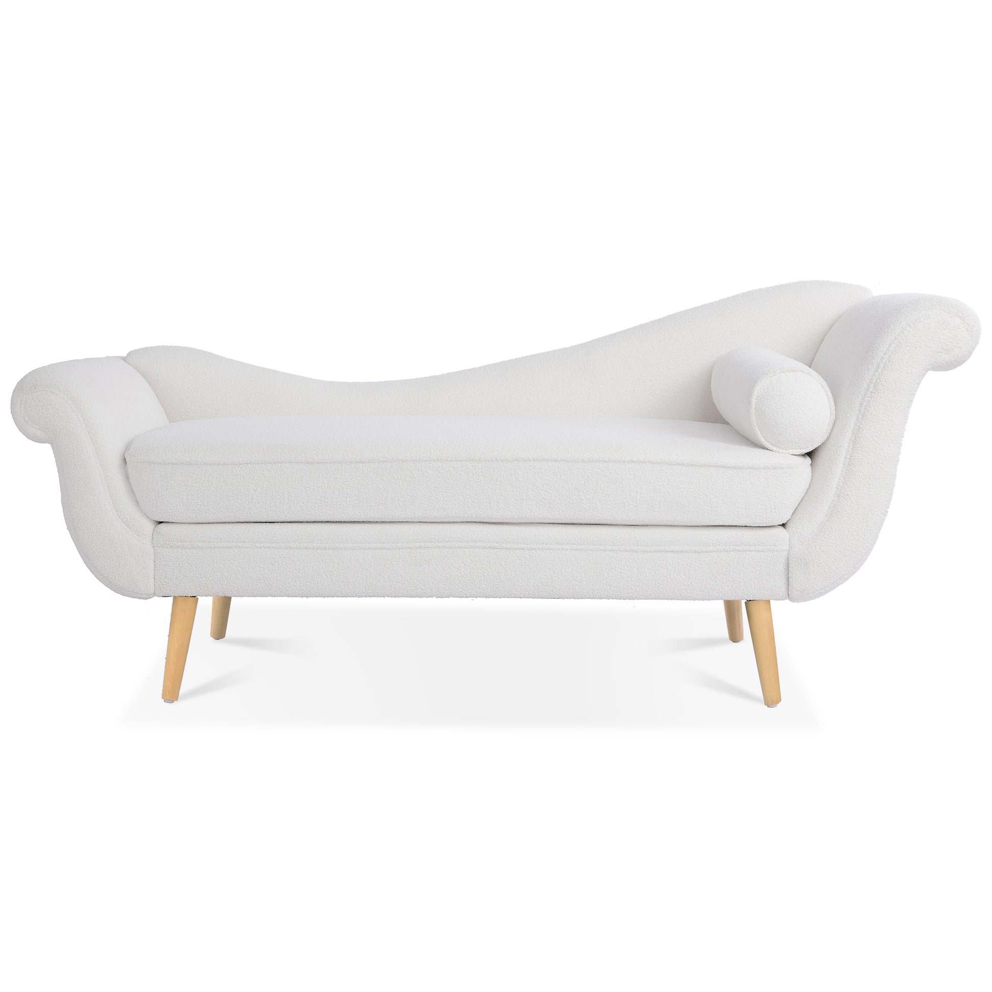 Chaise Lounge With Scroll Arms White Fabric
