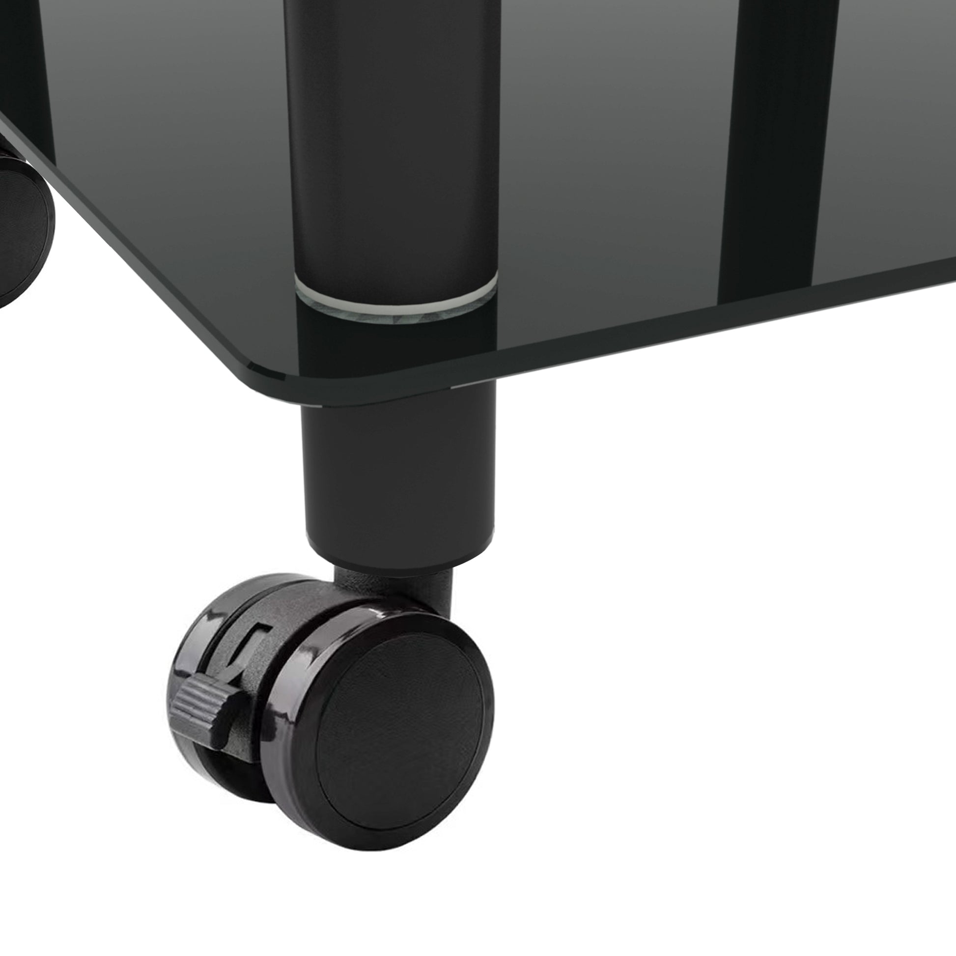 2 Piece Black Side Table2 Tier Space End Table ,Modern Night Stand, Sofa Table, Side Table With Storage Shelve Black Glass