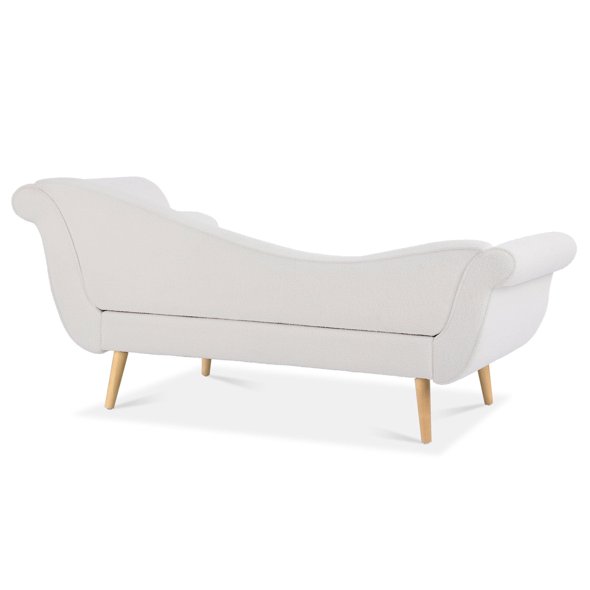 Chaise Lounge With Scroll Arms White Fabric