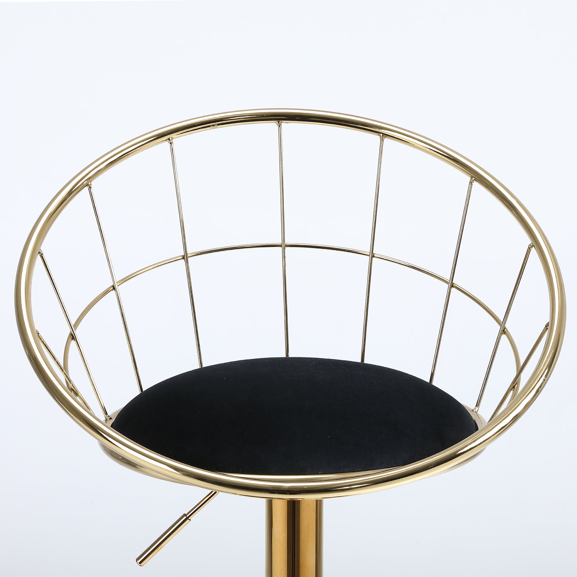 Black Velvet Bar Chair, Pure Gold Plated, Unique Design,360 Degree Rotation, Adjustable Height,Suitable For Dinning Room And Bar,Set Of 2 Black Velvet
