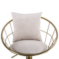 Off White Velvet Bar Chair, Pure Gold Plated, Unique Design,360 Degree Rotation, Adjustable Height,Suitable For Dinning Room And Bar,Set Of 2 Off White Velvet