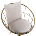 Off White Velvet Bar Chair, Pure Gold Plated, Unique Design,360 Degree Rotation, Adjustable Height,Suitable For Dinning Room And Bar,Set Of 2 Off White Velvet