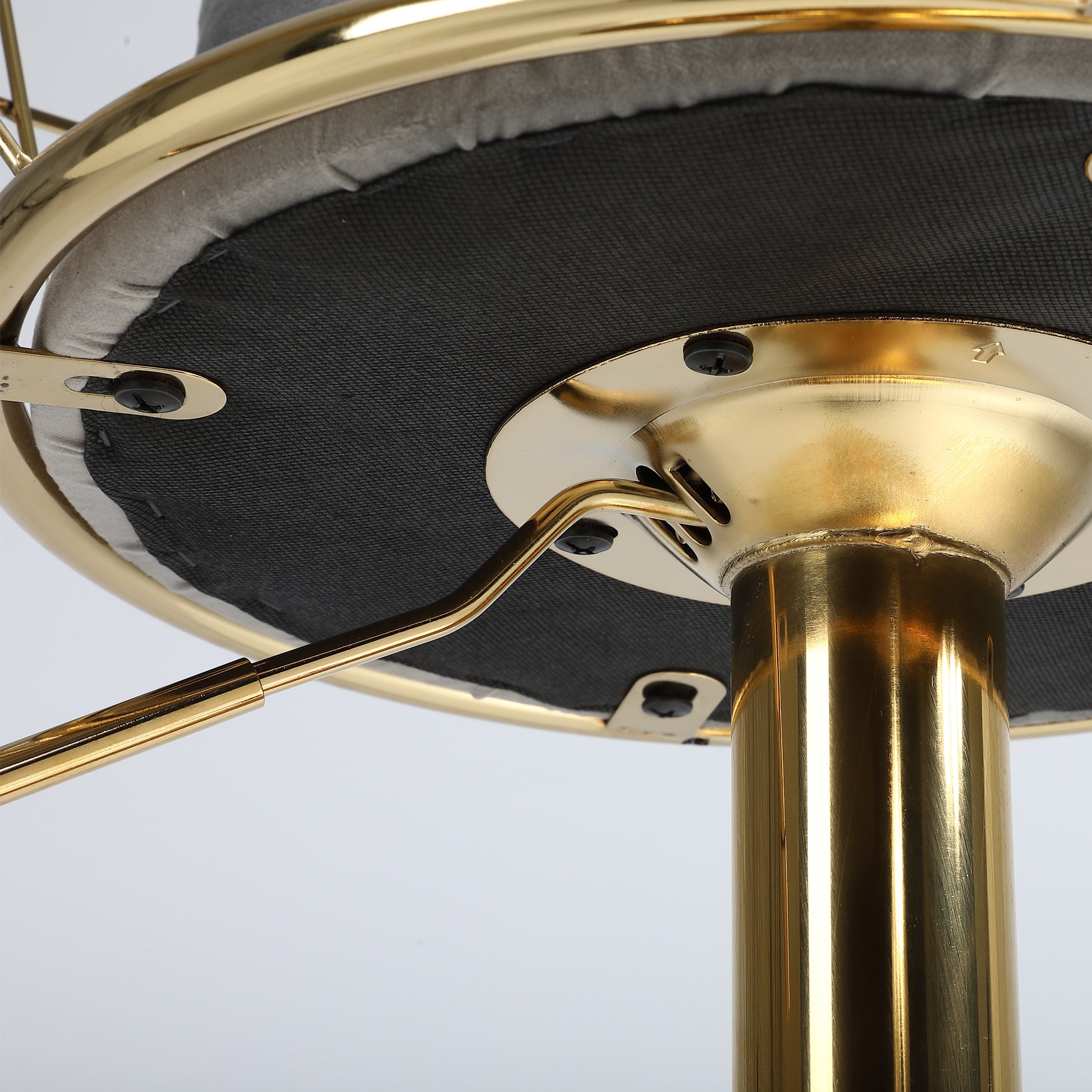 Grey Velvet Bar Chair, Pure Gold Plated, Unique Design,360 Degree Rotation, Adjustable Height,Suitable For Dinning Room And Bar,Set Of 2 Grey Velvet