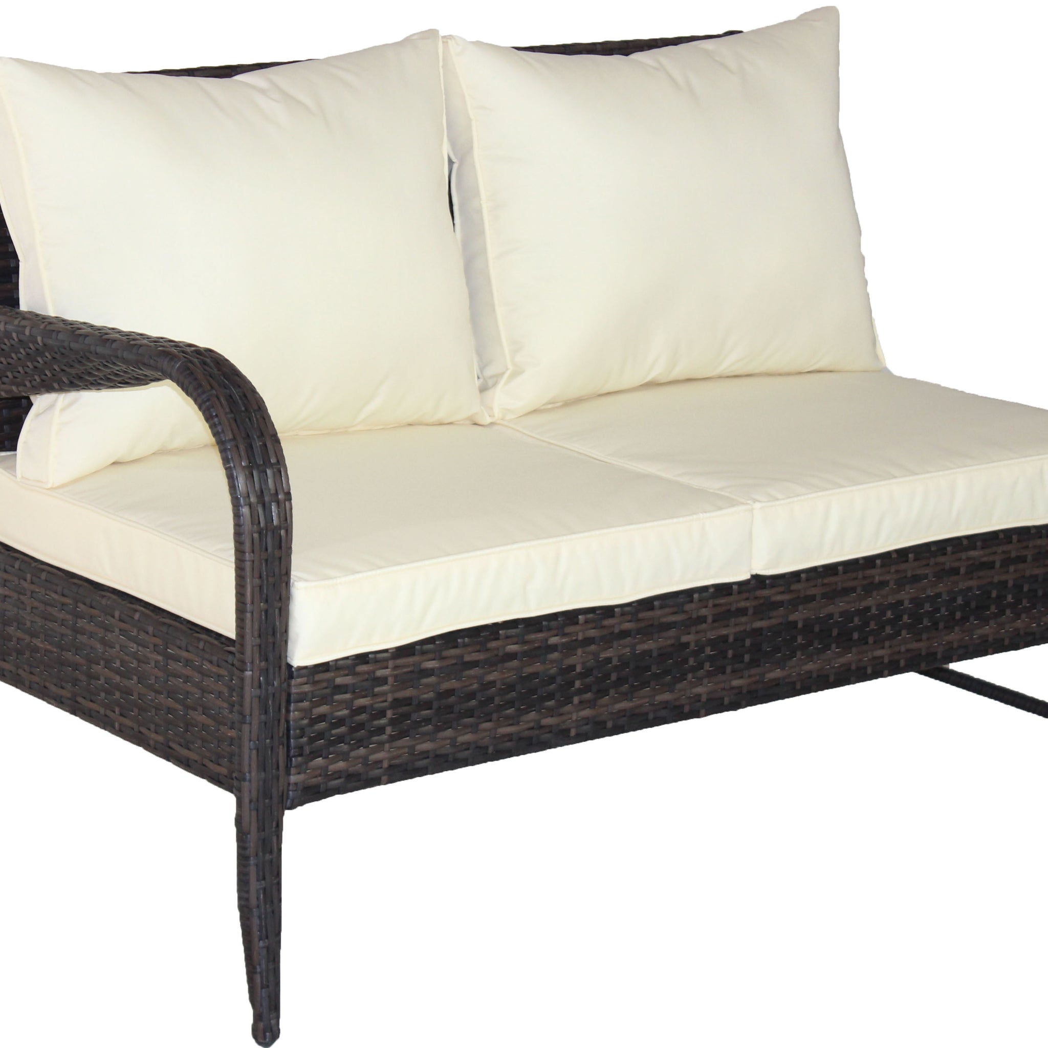 3 Piece Patio Sectional Wicker Rattan Outdoor Furniture Sofa Set With Storage Box Brown Brown Steel