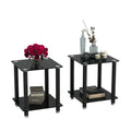 2 Piece Black Side Table2 Tier Space End Table ,Modern Night Stand, Sofa Table, Side Table With Storage Shelve Black Glass