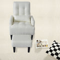 Redde Boo Brand Modern Design Living Room Cream White Recliner Soft Cozy Sofa Chair With Ottoman Cream White Foam Fabric