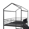 Metal House Bed With Slide, Twin Size Metal Loft Bed With Two Sided Writable Wooden Board Black Black Metal