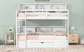 Twin Size Bunk Bed With Built In Shelves Beside Both Upper And Down Bed And Storage Drawer,White White Pine