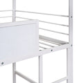 Metal House Bed With Slide, Twin Size Metal Loft Bed With Two Sided Writable Wooden Board White White Metal