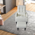 Redde Boo Brand Modern Design Living Room Cream White Recliner Soft Cozy Sofa Chair With Ottoman Cream White Foam Fabric