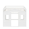 Full Size House Loft Bed With Ladder White Full White Solid Wood