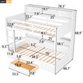 Twin Size Bunk Bed With Built In Shelves Beside Both Upper And Down Bed And Storage Drawer,White White Pine